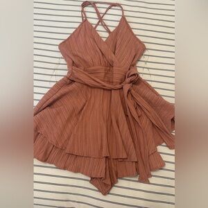 Pink romper dress tie up